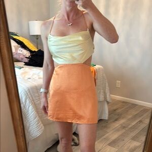 SHEIN Two-Tone Mini Dress - Light Yellow and Orange